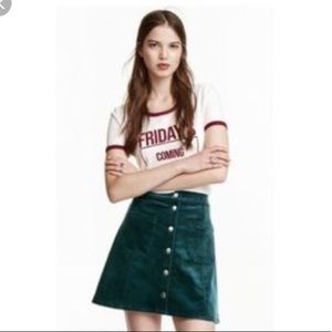 H&M Dark Green Corduroy Skirt